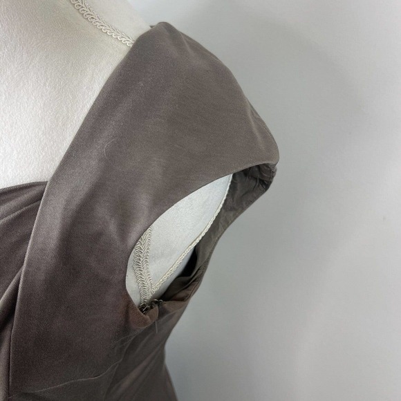 Karen Millen Taupe Gray Cap Sleeve Sheath Dress Size 10 EU 42 Tie Front - Picture 5 of 14